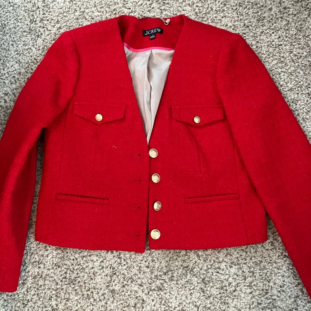 J. Crew Women's Scarlet Lady Jacket with Gold Buttons